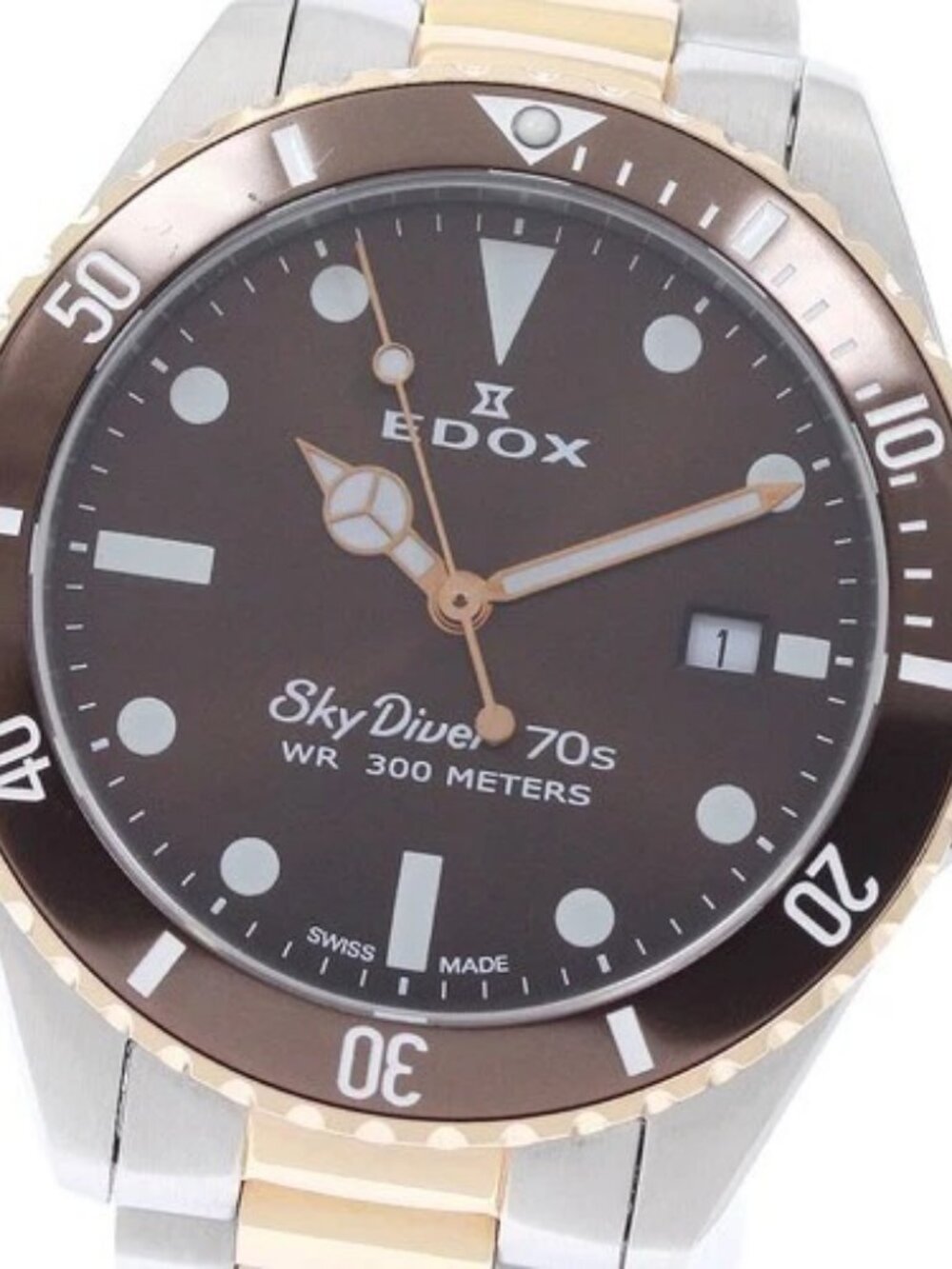 EDOX Skydiver 70s 53017-357RBRM-BRI Date Brown Dial Quartz Men's Watch_969136